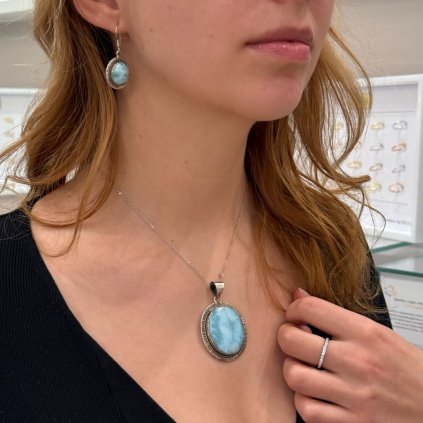 Larimar set striebro klenoty zeme