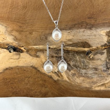 Perla zirkon set strieborny sperk klenoty zeme