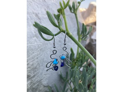 Tepané náušnice s tyrkenitem a Lapis Lazuli