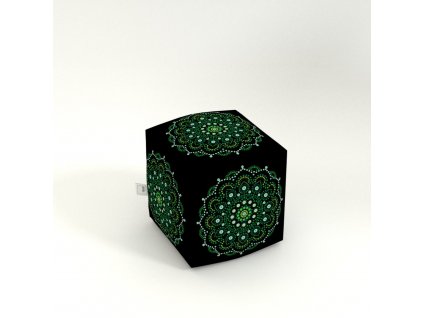 Taburet hranatý Mandala Černo-zelená