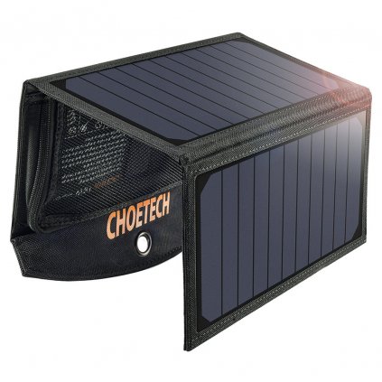 eng pl Choetech solar charger USB foldable solar charger 19W 2x USB black SC001 77758 1
