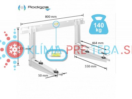 MS257 105 nastaviteľná konzola Rodigas s priečkou 550x800mm