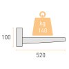 Zváraná konzola 520 x 100 mm - 140kg