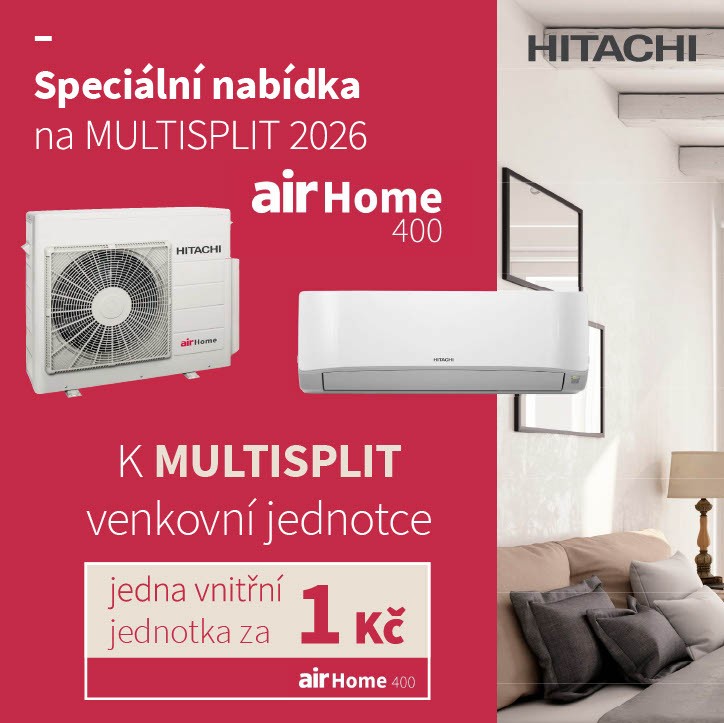 Hitachi 400 multisplit 1+1 jednotka za 1 Kč