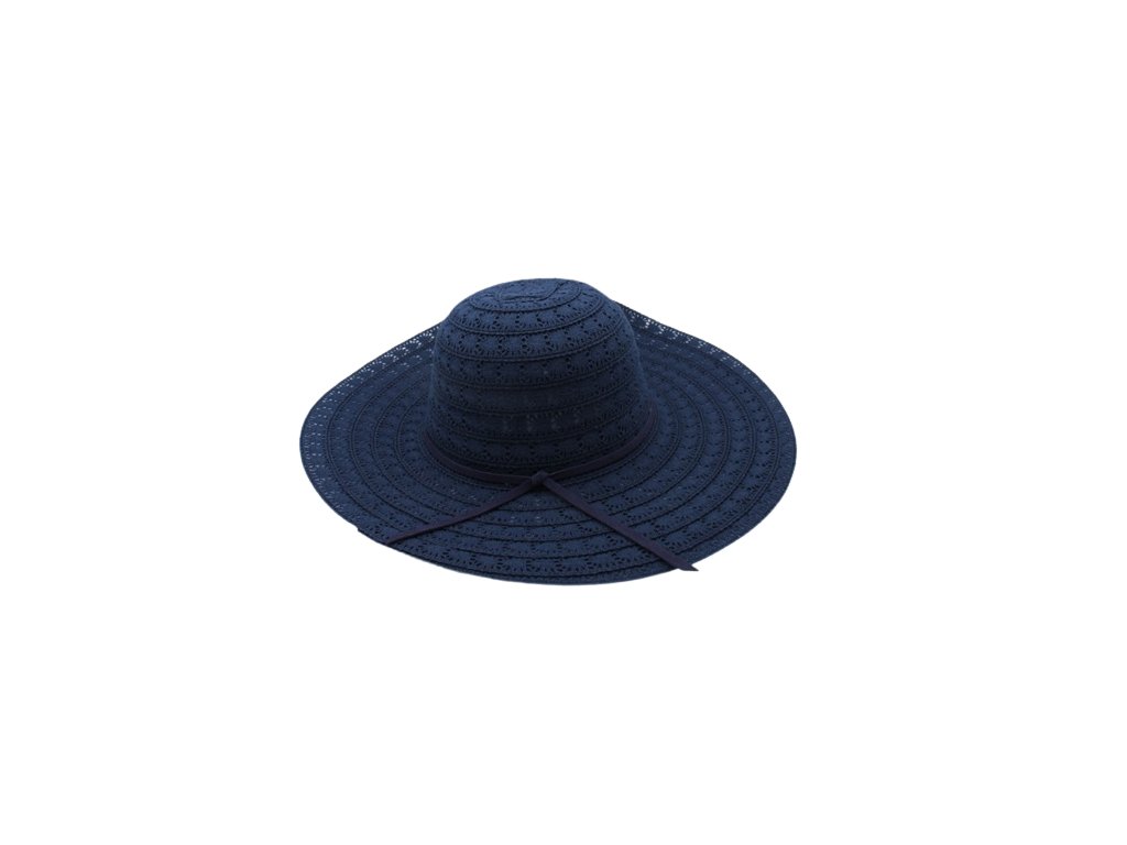 Klobouky Audrey Hologramme Paris Dámský letní krajkový klobouk s širokou krempou Lydie tmavě modrý