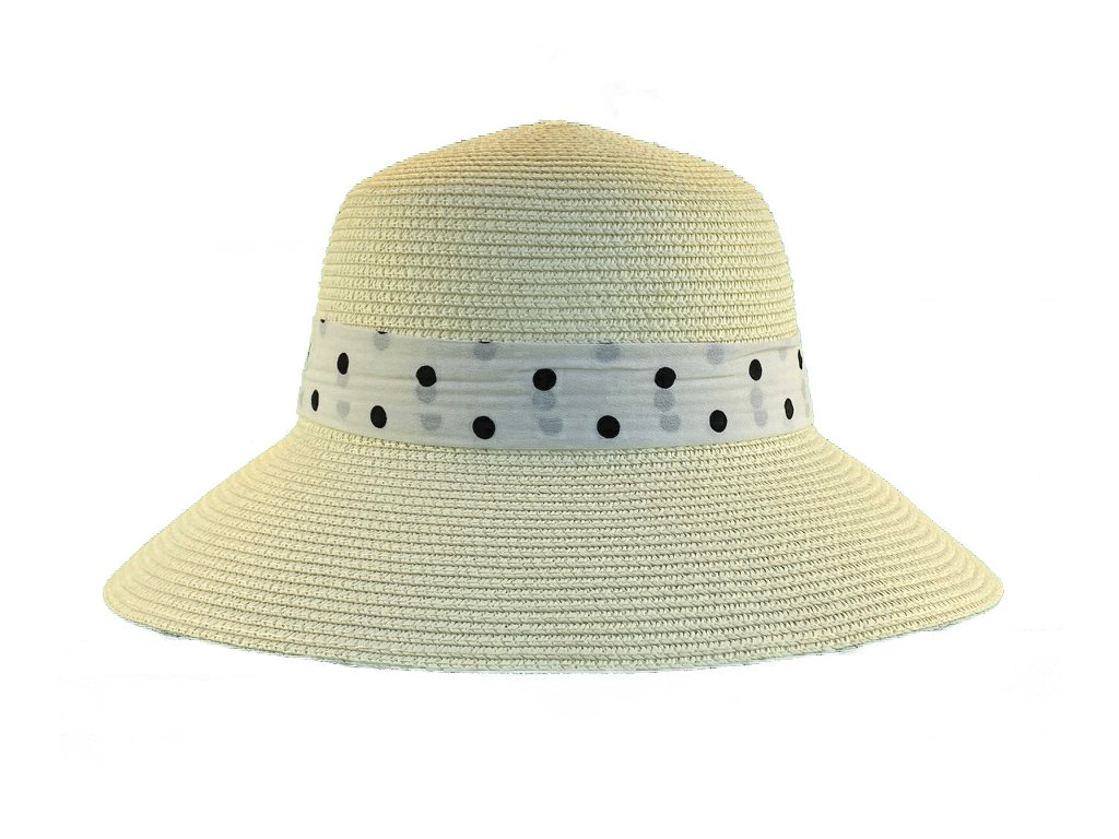 Dámský letní klobouk Geraldine světle rsmetanový s bílou stuhou