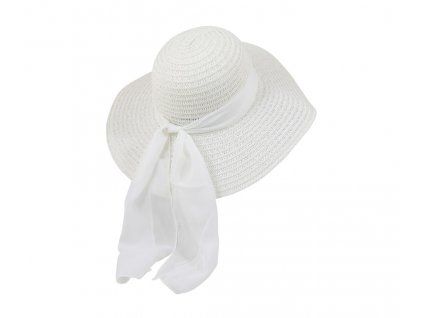 Bonneta Karfil Dámský letní klobouk s širokou krempou a šátkem Victorien bílý