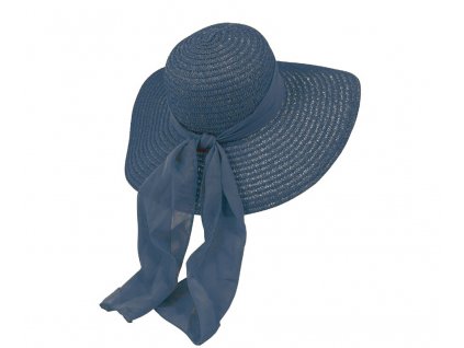 Bonneta Karfil Dámský letní klobouk s širokou krempou a šátkem Victorien tmavě modrý
