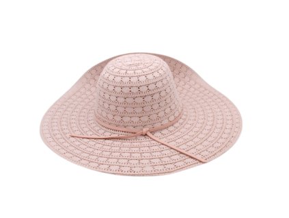 Bonneta Hologramme Paris Dámský letní krajkový klobouk s širokou krempou Lydie růžový