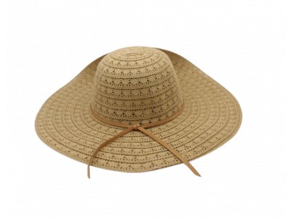 Bonneta Hologramme Paris Dámský letní krajkový klobouk s širokou krempou Lydie hnědý