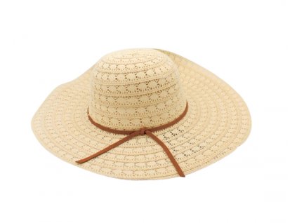 Bonneta Hologramme Paris Dámský letní krajkový klobouk s širokou krempou Lydie béžový