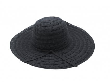 Bonneta Hologramme Paris Dámský letní krajkový klobouk s širokou krempou Lydie černý