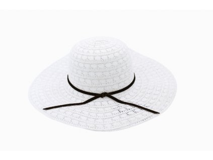 Bonneta Hologramme Paris Dámský letní krajkový klobouk s širokou krempou Lydie bílý s černým páskem