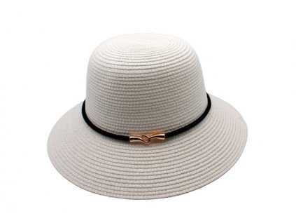 Bonneta Hologramme Paris Dámský letní cloche klobouk Hannah bílý s černým páskem okolo koruny