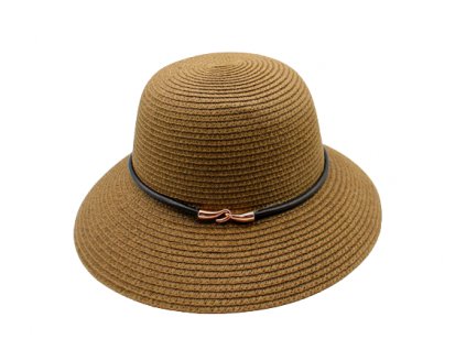 Bonneta Hologramme Paris Dámský letní cloche klobouk Hannah khaki s černým páskem okolo koruny