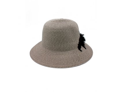 Bonneta Hologramme Paris Dámský letní cloche klobouk s květinovou aplikací Joanna šedý