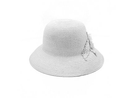 Bonneta Hologramme Paris Dámský letní cloche klobouk s květinovou aplikací Joanna bílý