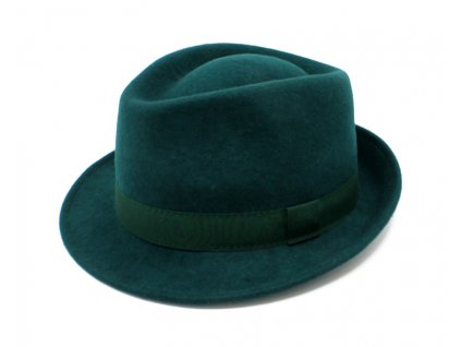 Bonneta Hologramme Paris Unisex zimní trilby vlněný klobouk Claude tmavě zelený