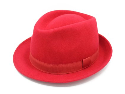 Bonneta Hologramme Paris Unisex zimní trilby vlněný klobouk Claude červený