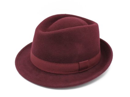Bonneta Hologramme Paris Unisex zimní trilby vlněný klobouk Claude vínový