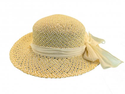Klobouky Audrey Dámský letní klobouk s širokou krempou a mašlí béžový