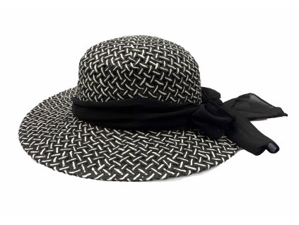 Bonneta Hologramme Paris Dámský letní klobouk s širokou krempou a mašlí černý