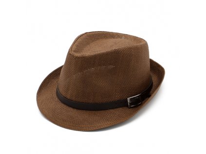 Bonneta Hologramme Paris Unisex letní trilby klobouk Gabin hnědý s páskem okolo koruny