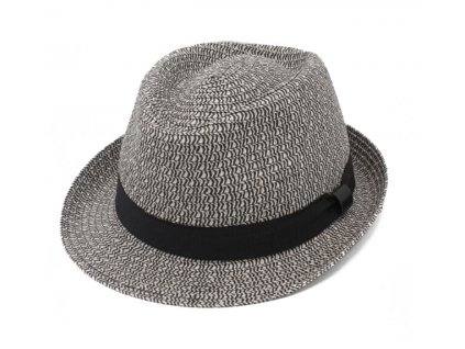 Bonneta Hologramme Paris Unisex letní háčkovaný nemačkavý klobouk s černou stuhou bíločerný Gaston