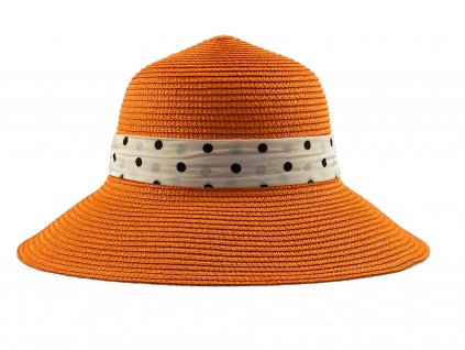 Bonneta Dámský letní klobouk Geraldine oranžový s bílou stuhou