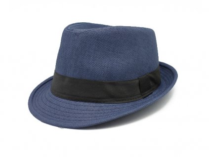 Bonneta Hologramme Paris Unisex letní trilby klobouk tmavě modrý s černou stuhou Kilian