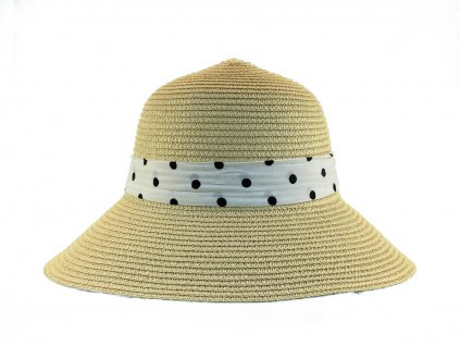Bonneta Dámský letní klobouk Geraldine béžový s bílou stuhou