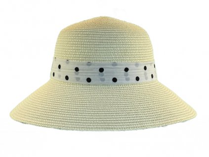 Bonneta Dámský letní klobouk Geraldine světle rsmetanový s bílou stuhou