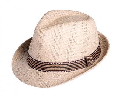 Bonneta Karfil Unisex letní bílý klobouk se stuhou okolo krempy Luc béžový