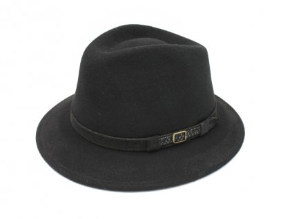 Bonneta Hologramme Paris Unisex fedora plsťěný vlněný klobouk Manfred černý