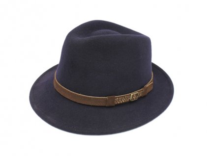 Bonneta Hologramme Paris Unisex fedora plsťěný vlněný klobouk Manfred tmavě modrý
