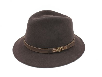 Bonneta Hologramme Paris Unisex fedora plsťěný vlněný klobouk Manfred tmavě hnědý
