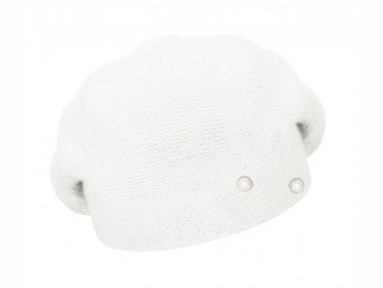 Bonneta Rabionek Dámský vlněný pletený baret Ines bílý s dvěma perličkami