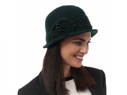 Bonneta Rabionek Dámský vlněný klobouk s plastickou květinou Olivia černý