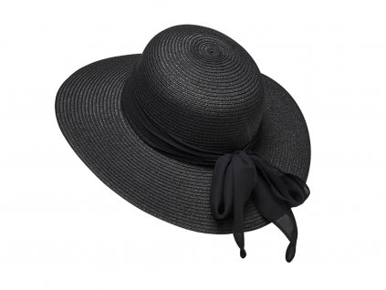 Bonneta Karfil Dámský letní klobouk s širokou krempou a šátkem Ribba černý
