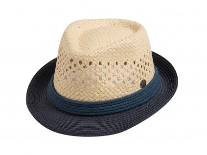 Bonneta Karfil Unisex letní trilby klobouk s proplétaným vzorem na koruně Aaron tmavě modrý