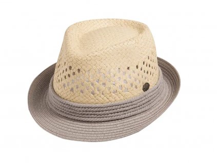 Bonneta Karfil Unisex letní trilby klobouk s proplétaným vzorem na koruně Aaron šedý