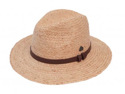 Bonneta Karfil Pánský letní slaměný fedora klobouk s hnědým páskem okolo koruny Samuel