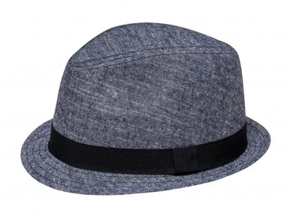 Bonneta Karfil Unisex trilby klobouk Hubert modrý s černou stuhou