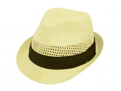 Bonneta Karfil Unisex letní trilby klobouk Manuels proplétaným vzorem na koruně béžový