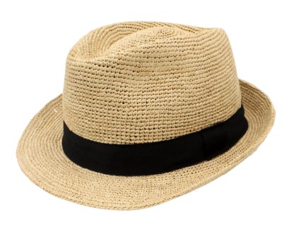 Bonneta Hologramme Paris Unisex letní trilby slaměný klobouk Eric s černou stuhou