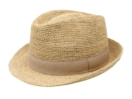 Bonneta Hologramme Paris Unisex letní trilby slaměný klobouk Eric s černou stuhou