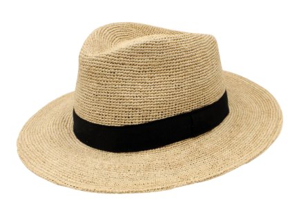 Bonneta Hologramme Paris Unisex letní fedora slaměný klobouk Nathan s černou stuhou