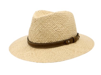 Bonneta Hologramme Unisex letní fedora slaměný klobouk Adrien s koženým páskem