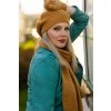 Bonneta Rabionek Dámský vlněný pletený jednobarevný baret Manon hořčicový outfit