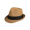 Bonneta Karfil Unisex letní trilby klobouk hnědý s černou stuhou Kilian